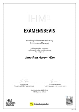 Examensbevis, IHM Business School