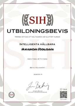 Kursintyg, SIH - Stockholms Internationella Handelsskola