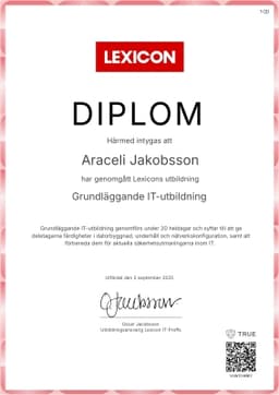 Diplom, Lexicon IT-Proffs AB
