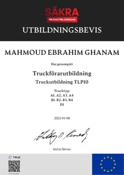 Utbildningsbevis, Truckbröderna - Gmbtruck