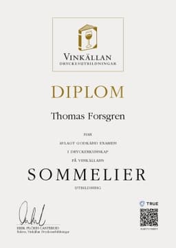 Diplom, Vinkällan Dryckesutbildningar