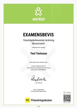 Examensbevis, Xenter - Botkyrka