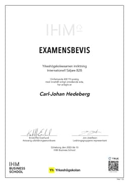 Examensbevis, IHM Business School