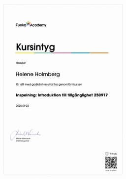 Kursintyg, Funka Academy
