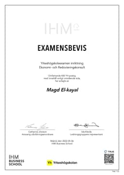 Examensbevis, IHM Business School