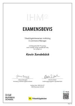 Examensbevis, IHM Business School