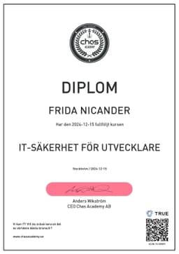 Diplom, Chas Academy AB