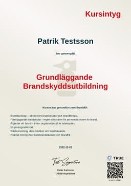 Kursintyg, Presto AB