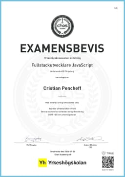 Examensbevis, Chas Academy AB