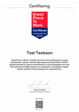 Certifiering, GreatPlaceToWork
