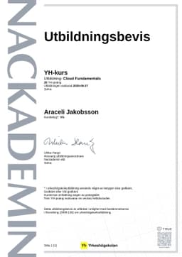 Utbildningsbevis, Nackademin