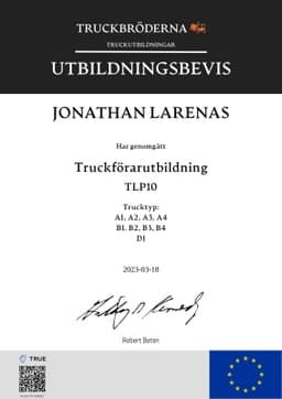 Utbildningsbevis, Truckbröderna - Gmbtruck