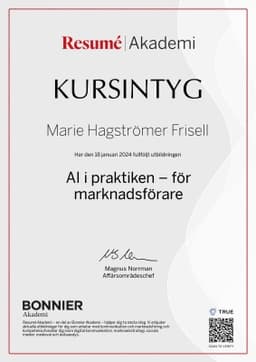 Kursintyg, Bonnier Akademi