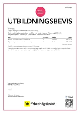 Utbildningsbevis, IHM Business School